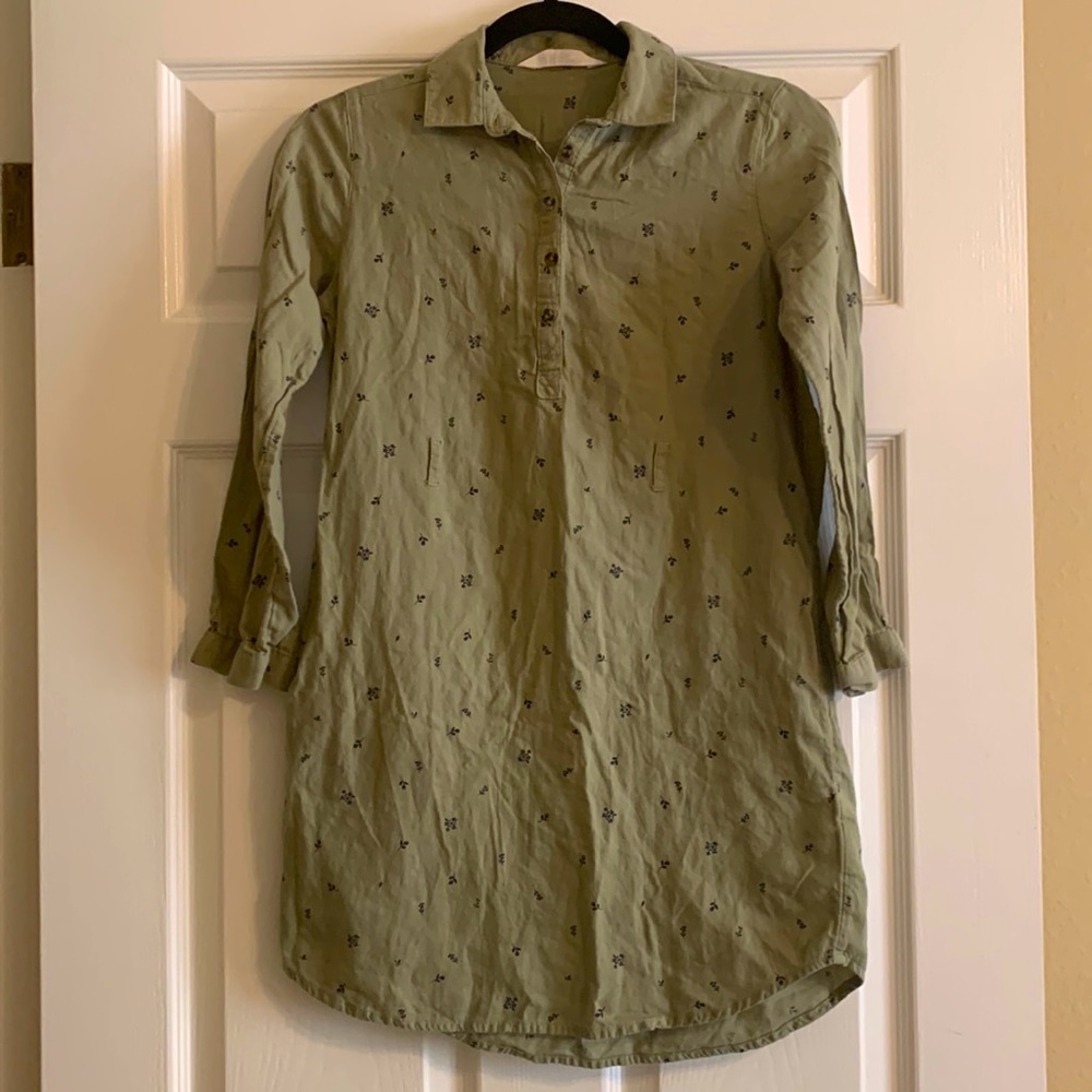 H&M Shirt Dress With Subtle Floral Print